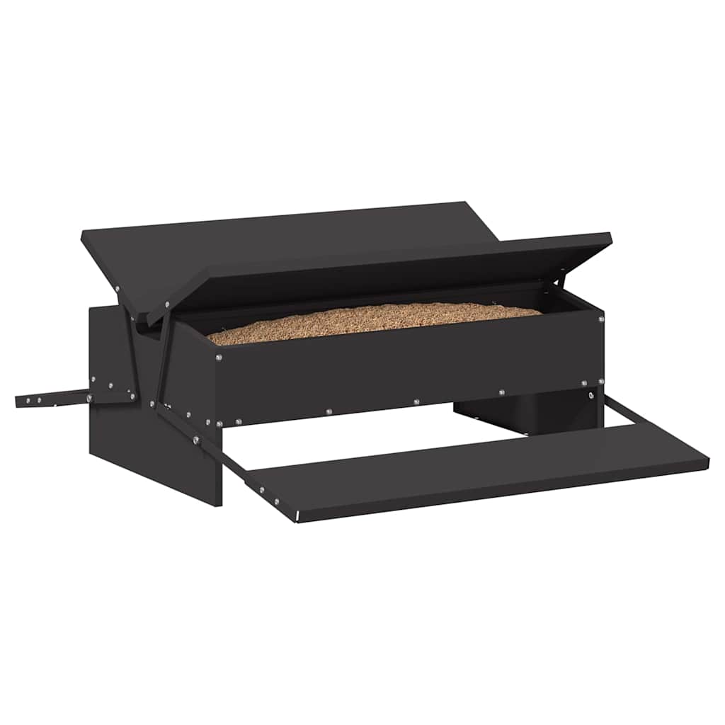 Vidaxl Hähnchen-Tret-Futterspender, schwarz, 75 x 53 x 20,5 cm, kaltgewalzter Stahl