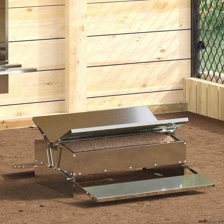 Vidaxxl Hühnertretfutter Silber 75 x 53 x 20,5 cm