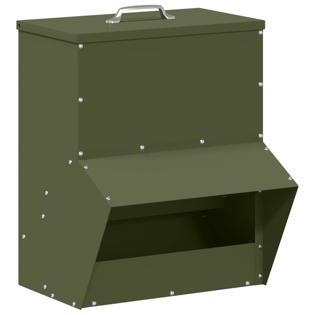 Vidaxx Hühnerfutterautomat olivgrün 20 x 25 x35 cm kaltgewalzter Stahl
