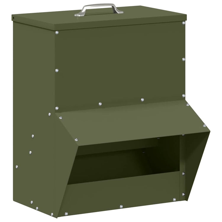 Vidaxx Hühnerfutterautomat olivgrün 20 x 25 x35 cm kaltgewalzter Stahl