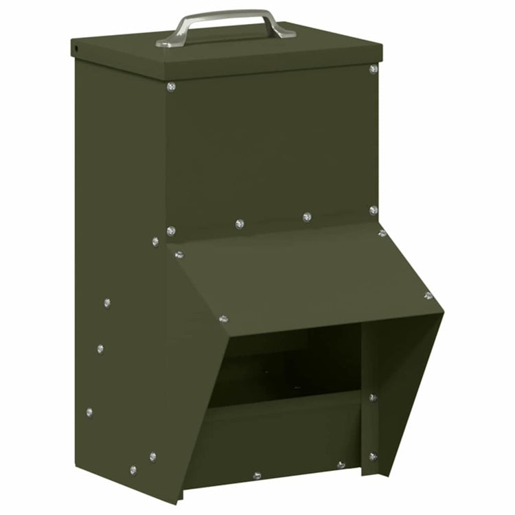 Vidaxx Hühnerfutterautomat olivgrün 20 x 25 x35 cm kaltgewalzter Stahl