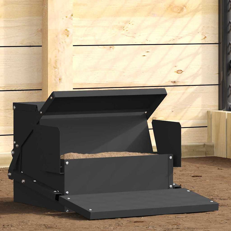 Vidaxxl Hühner-Tret-Futterspender schwarz 50 x 40 x 29 cm kaltgewalzter Stahl