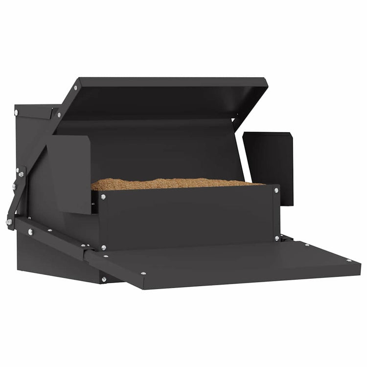 Vidaxxl Hühner-Tret-Futterspender schwarz 50 x 40 x 29 cm kaltgewalzter Stahl