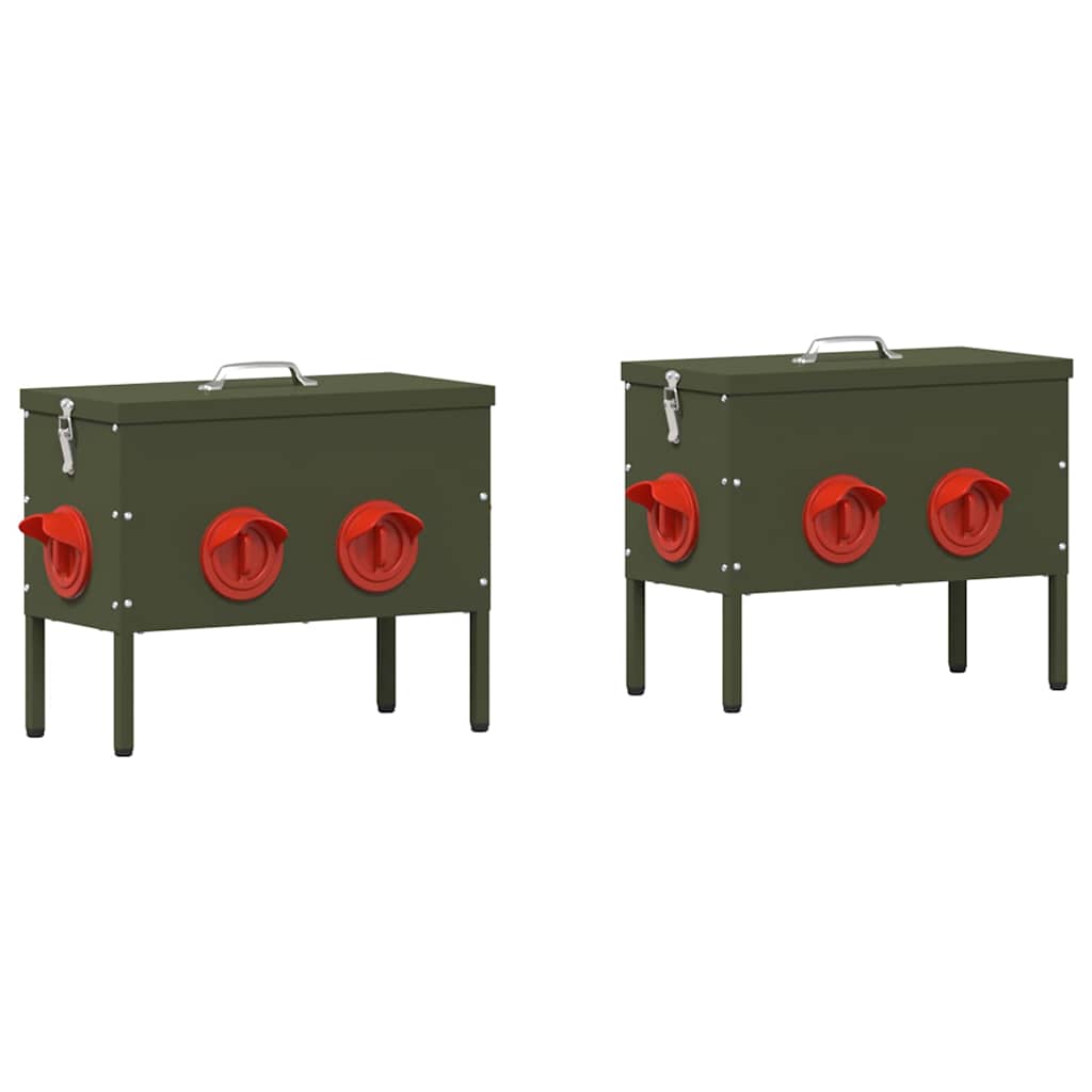 Vidaxl Hühnerfutterstation 2 Stück olivgrün 41,5 x 20,5 x 33 cm