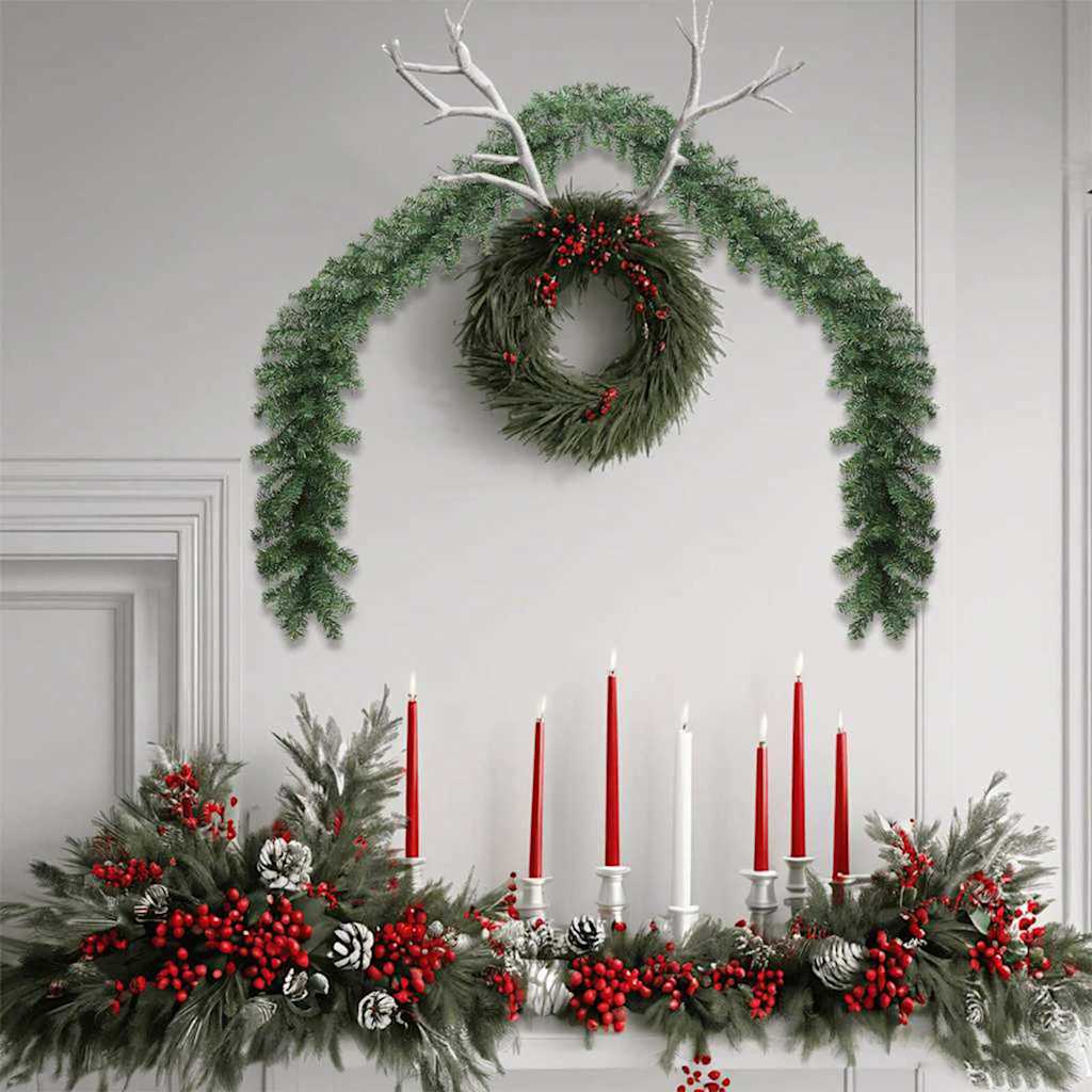 VidaXL Weihnachtskranz 2 Stk. Grün 20 m PVC