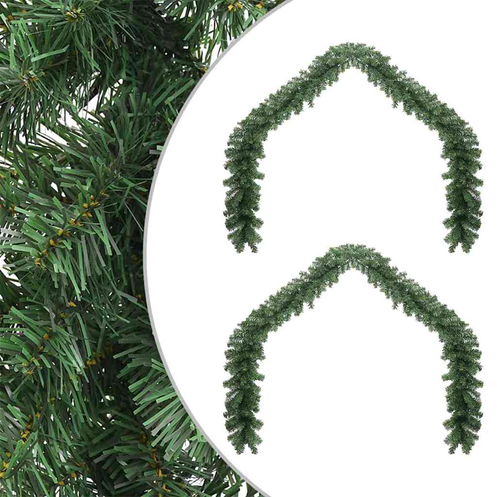 VidaXL Weihnachtskranz 2 Stk. Grün 20 m PVC
