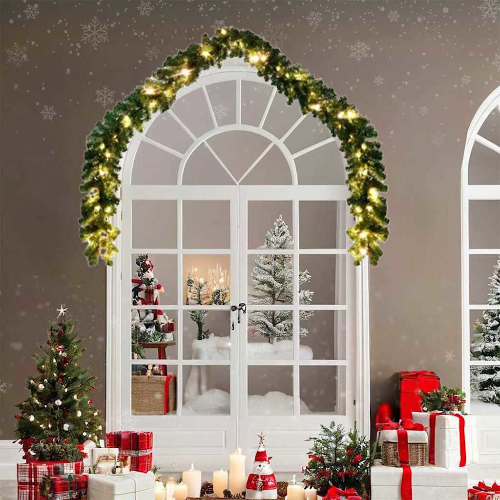 VidaXL Weihnachtskranz mit 600 LED 2 Stück grünes PVC