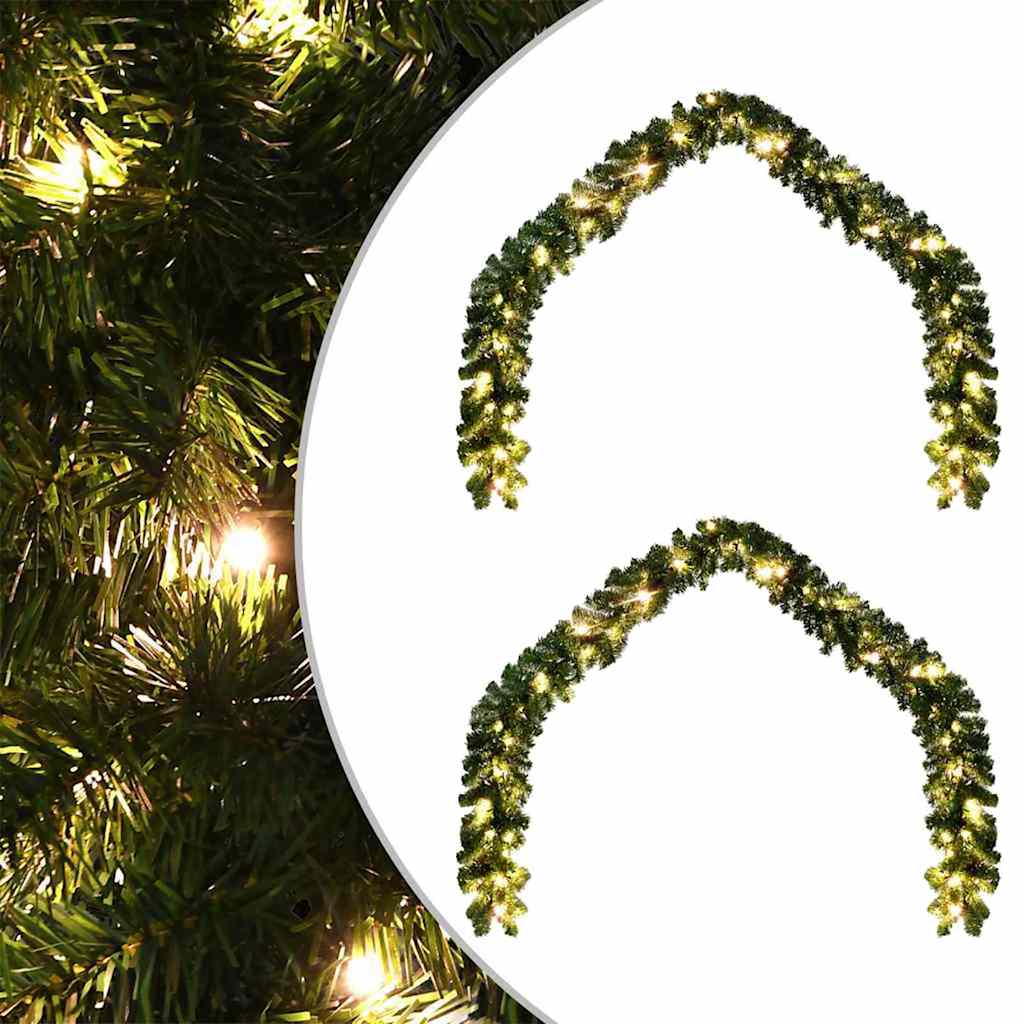 VidaXL Weihnachtskranz mit 600 LED 2 Stück grünes PVC