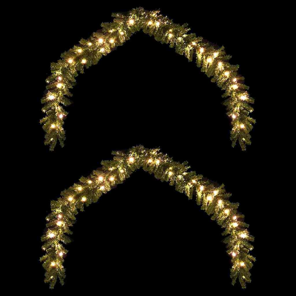 VidaXL Weihnachtskranz mit 600 LED 2 Stück grünes PVC