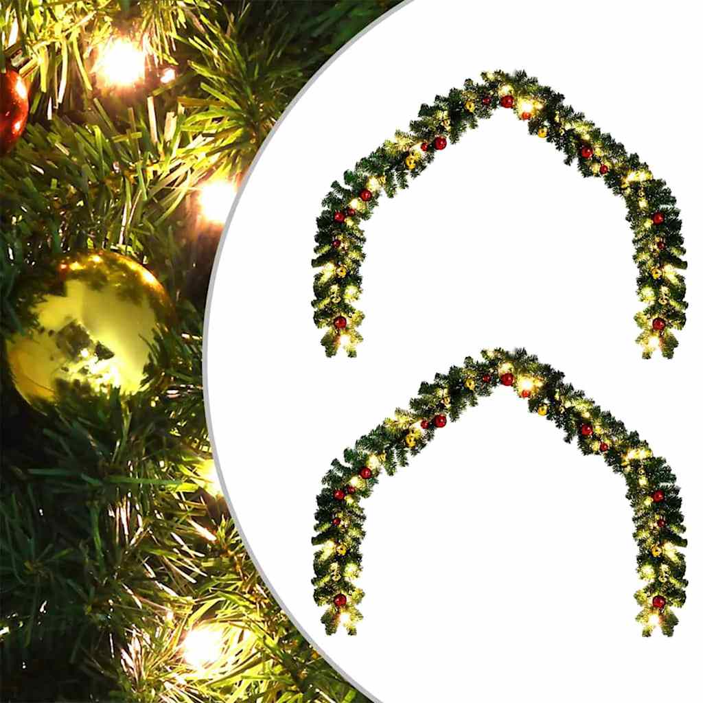 VidaXL Weihnachtskranz mit 600 LED 2 Stück grünes PVC