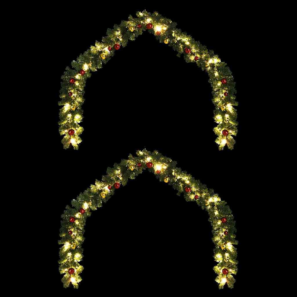 VidaXL Weihnachtskranz mit 600 LED 2 Stück grünes PVC