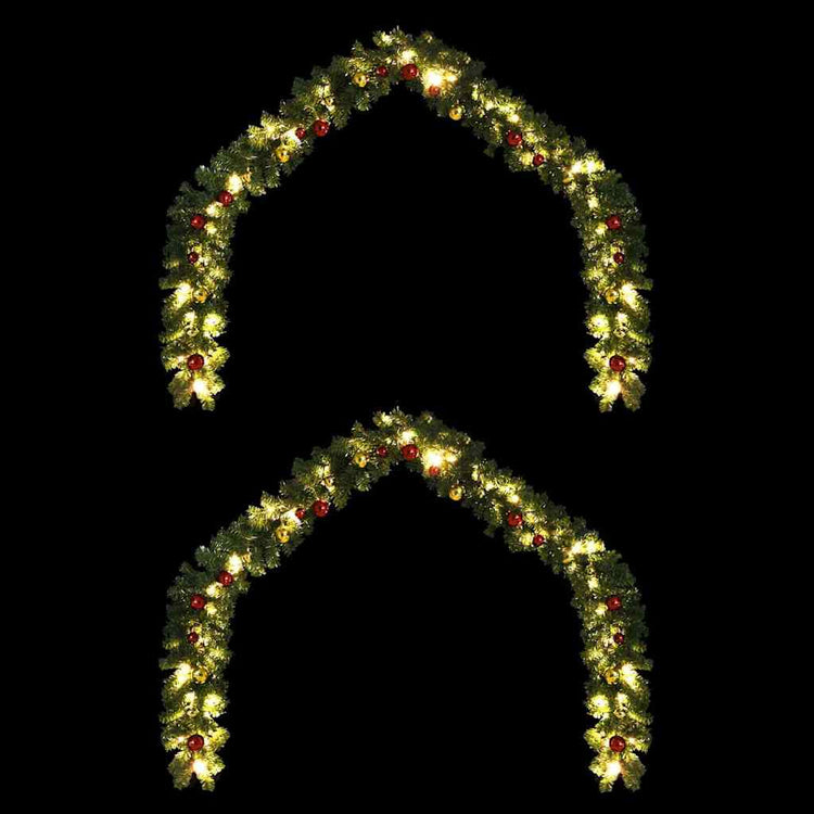 VidaXL Weihnachtskranz mit 600 LED 2 Stück grünes PVC