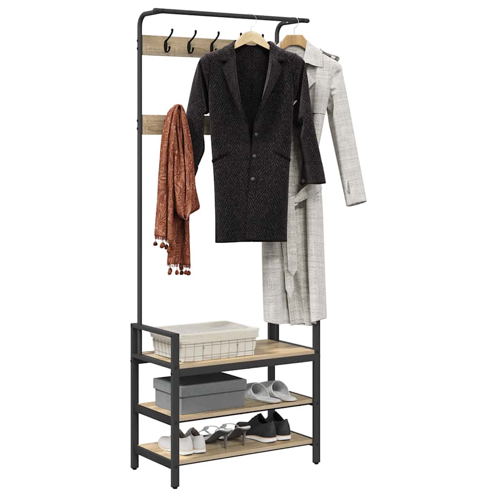 Vidaxl Garderobenständer mit Ablage Sonoma-Eiche 75 x 34 x 184 cm verarbeitetes Holz