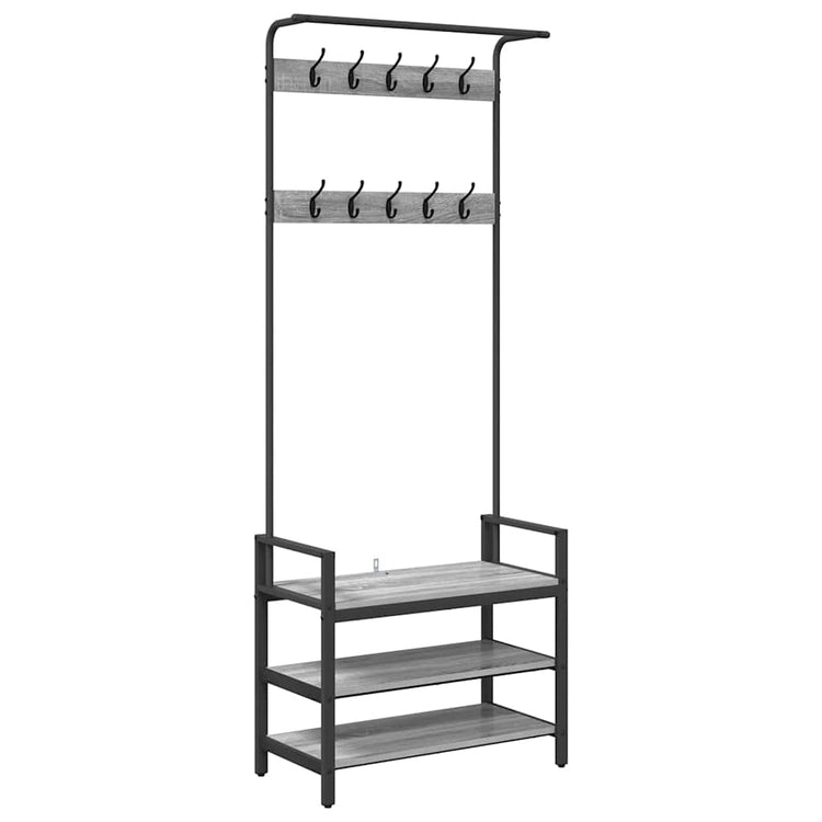 Vidaxl Garderobenständer mit Regal, Sonomagrau, 75 x 34 x 184 cm, fertiges Holz