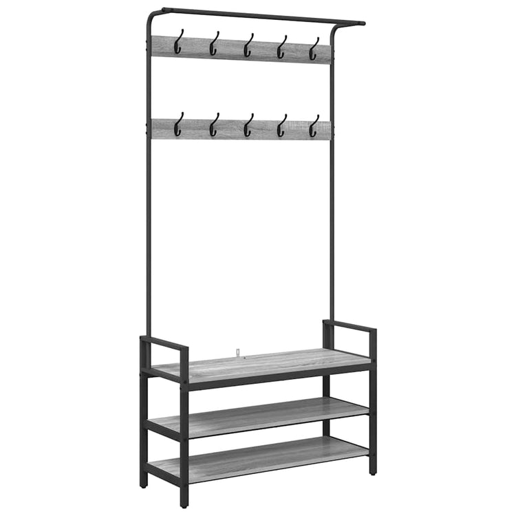 Vidaxl Garderobenständer mit Regal, Sonomagrau, 95 x 34 x 184 cm, fertiges Holz