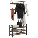 Vidaxxl Garderobenständer mit Ablage Altholz 95 x 34 x 184 cm verarbeitetes Holz - afbeelding 3