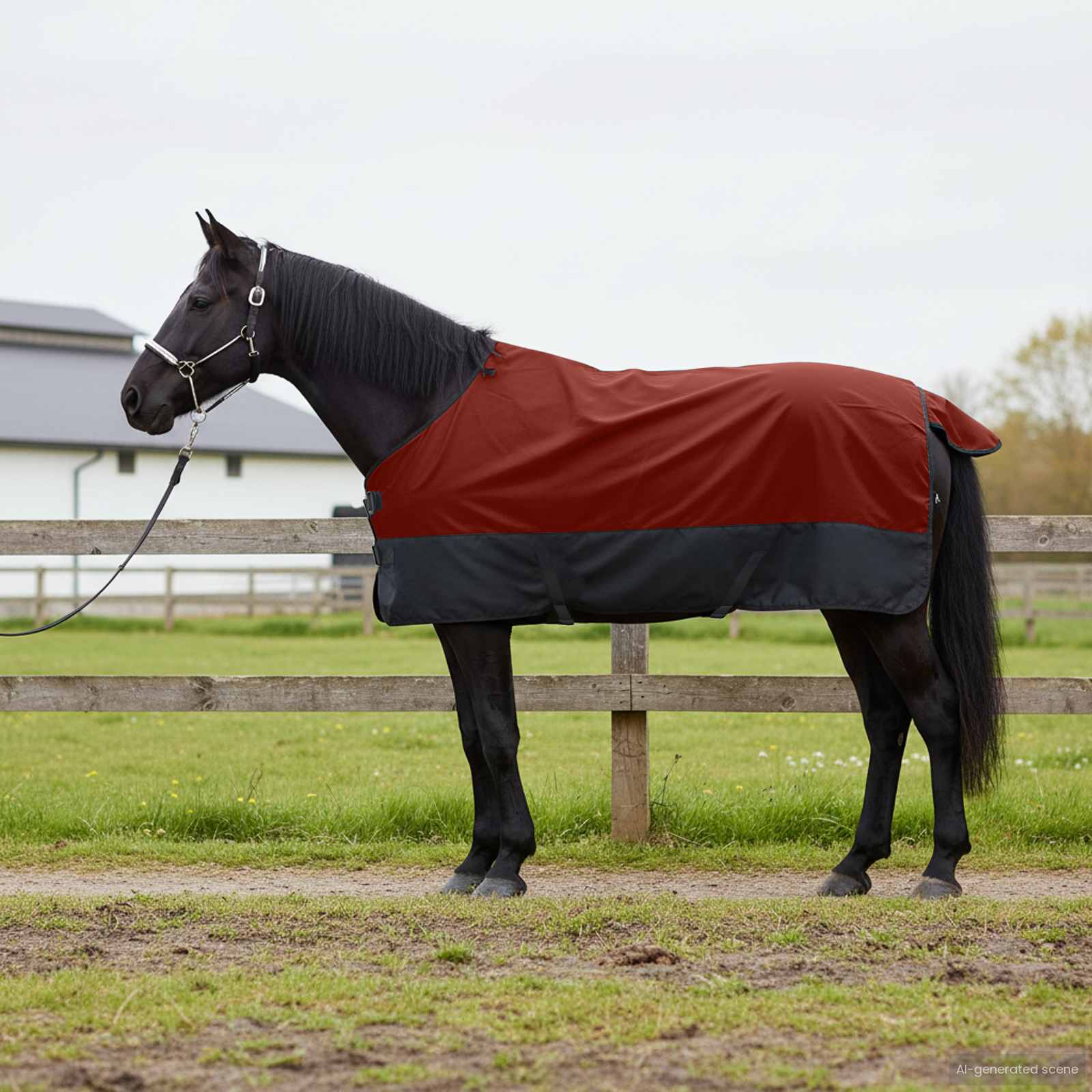 Vidaxx Pferdedecke dunkelgrün und schwarz 75 cm Polyester