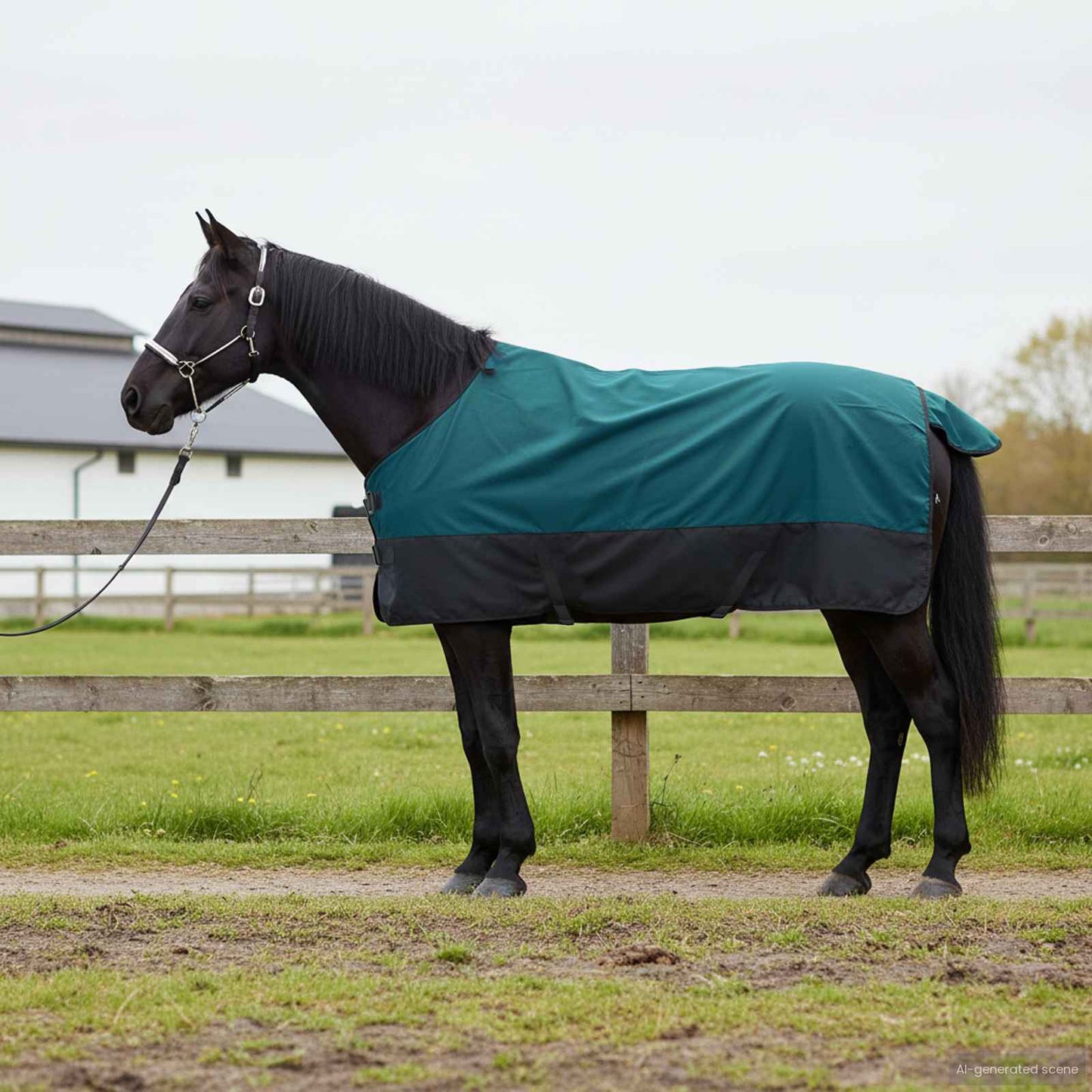 Vidaxx Pferdedecke dunkelgrün und schwarz 135 cm Polyester
