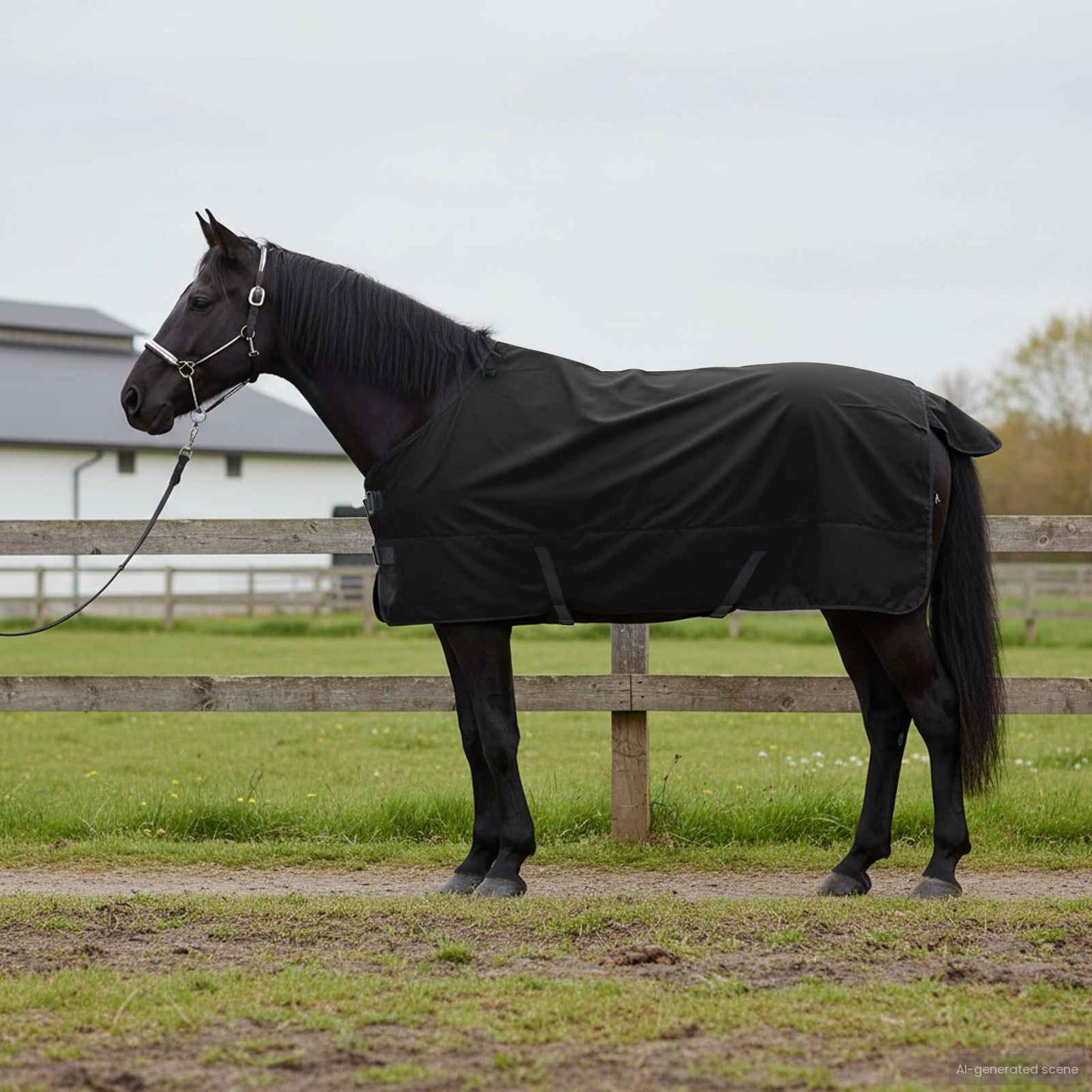 Vidaxx Pferdedecke dunkelgrün und schwarz 115 cm Polyester