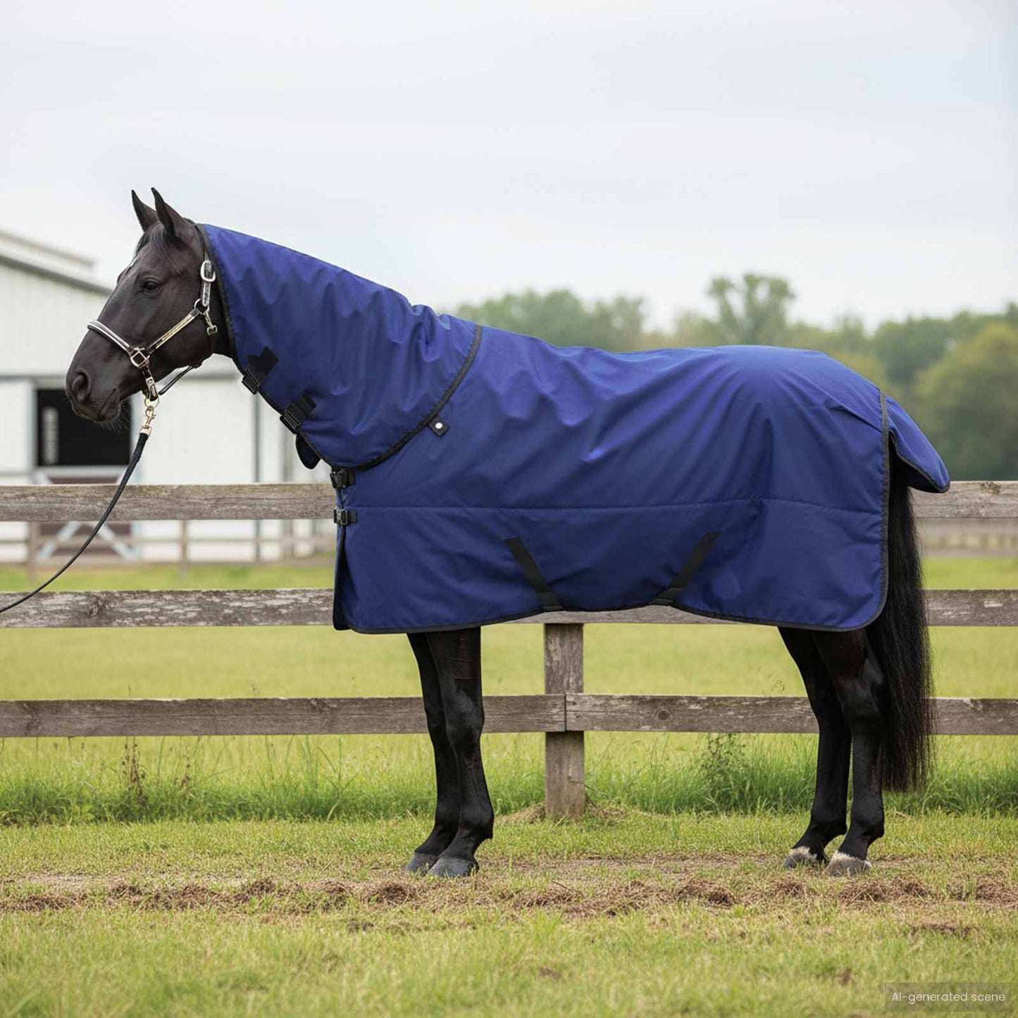 Vidaxx Pferdedecke dunkelgrün und schwarz 155 cm Polyester