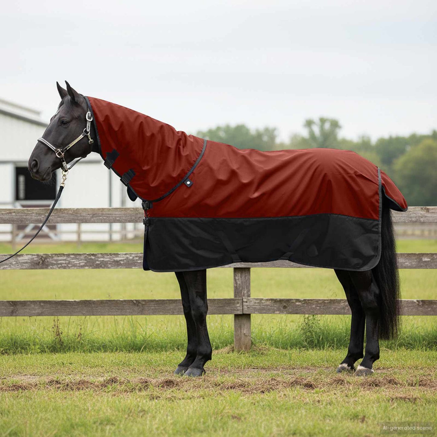 Vidaxx Pferdedecke dunkelgrün und schwarz 75 cm Polyester