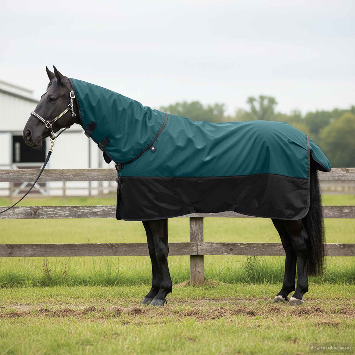 Vidaxx Pferdedecke dunkelgrün und schwarz 85 cm Polyester