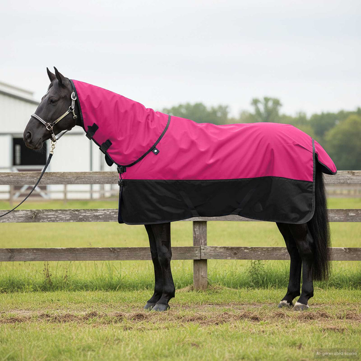VidaXL Pferdedecke rosa und schwarz 115 cm Polyester