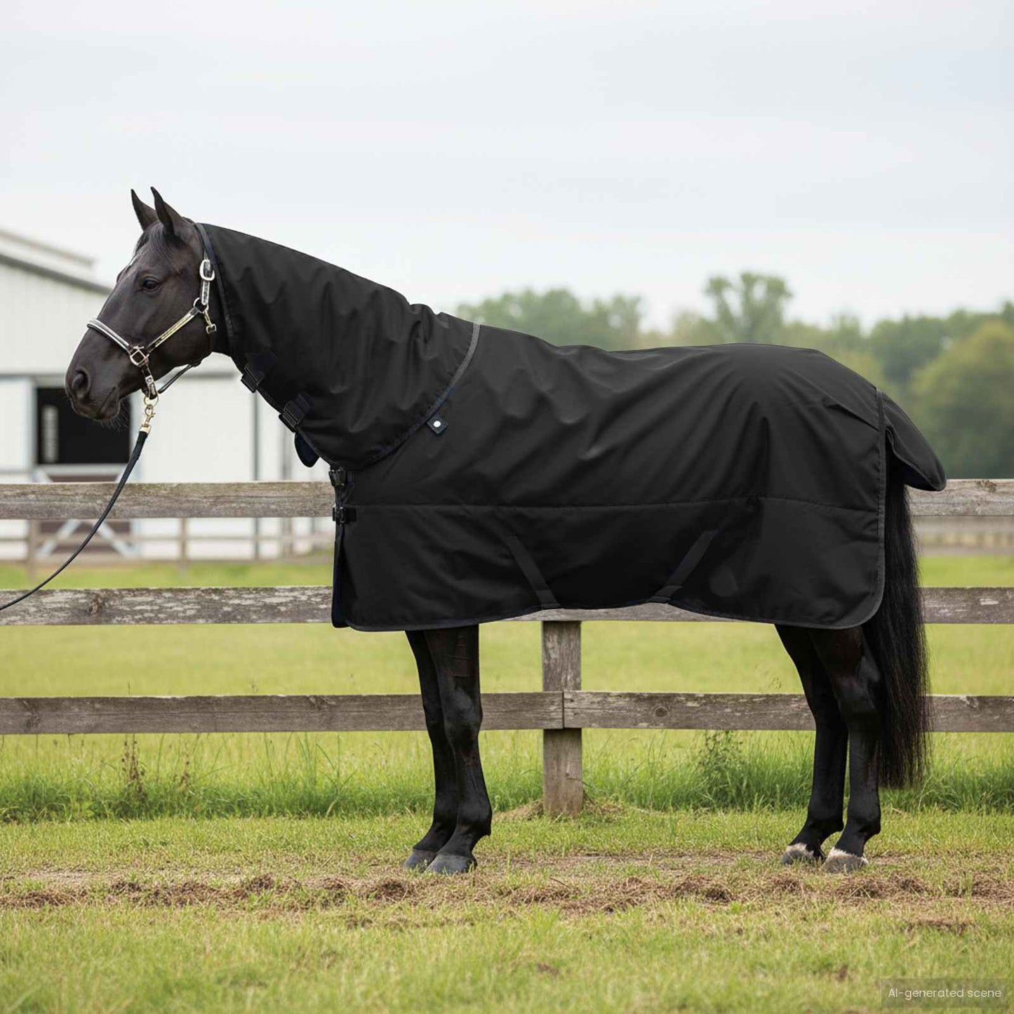 Vidaxx Pferdedecke dunkelgrün und schwarz 125 cm Polyester
