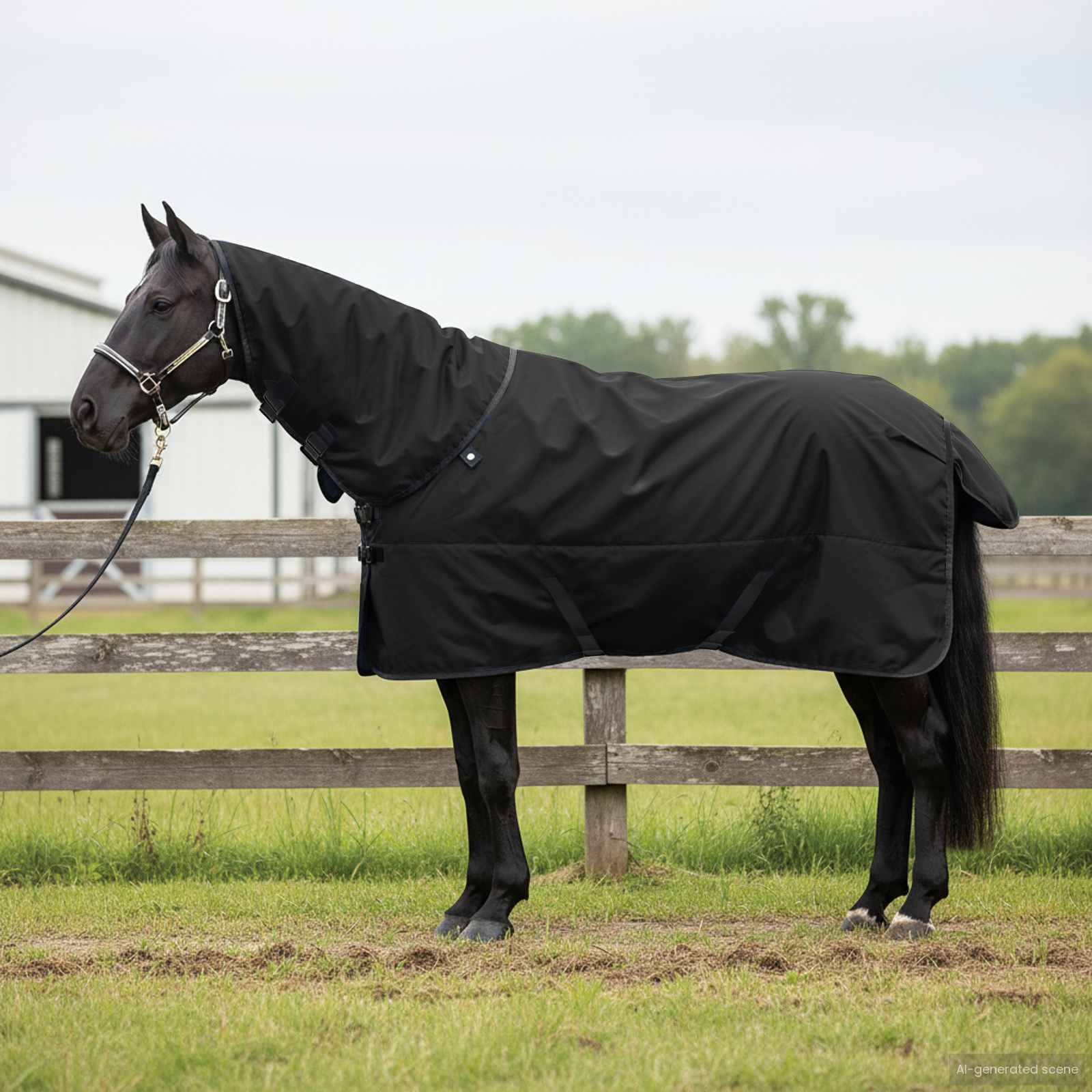 Vidaxx Pferdedecke dunkelgrün und schwarz 125 cm Polyester