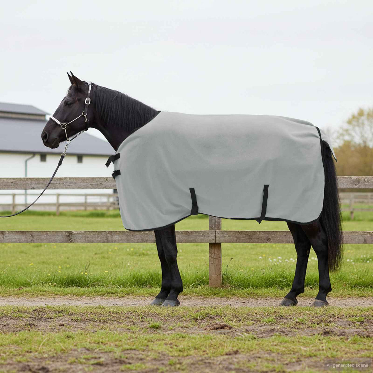 VidaXL Pferdedecke komplett aus hellgrauem und rosa Polyester