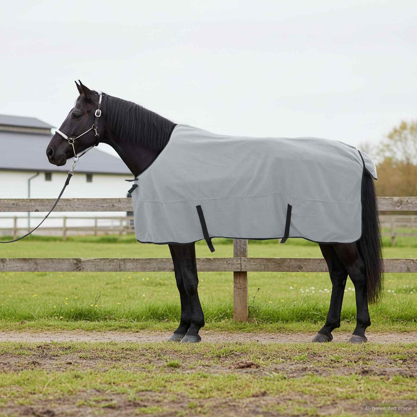 VidaXL Pferdedecke komplett aus hellgrauem und rosa Polyester