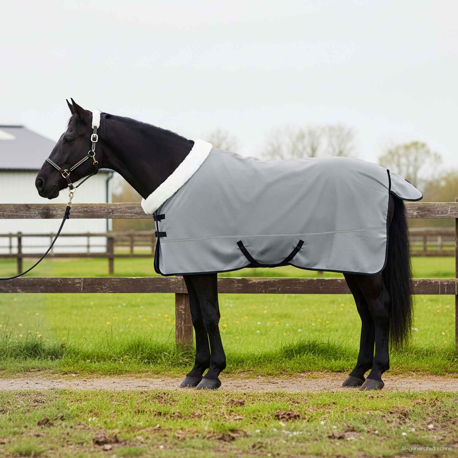 Vidaxx Pferdedecke komplett dunkelgrün 125 cm Polarfleece