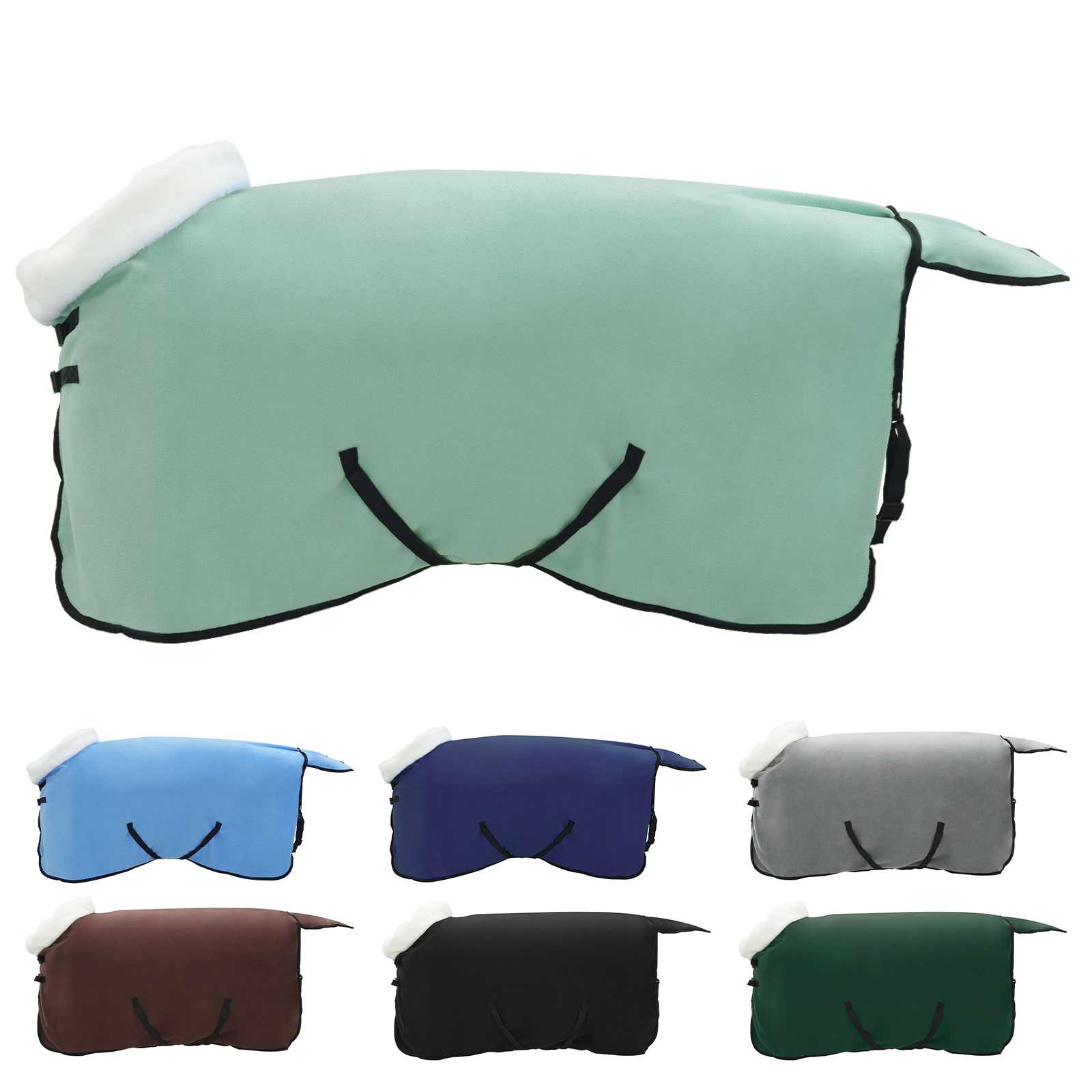 Vidaxx Pferdedecke komplett dunkelgrün 85 cm Polarfleece
