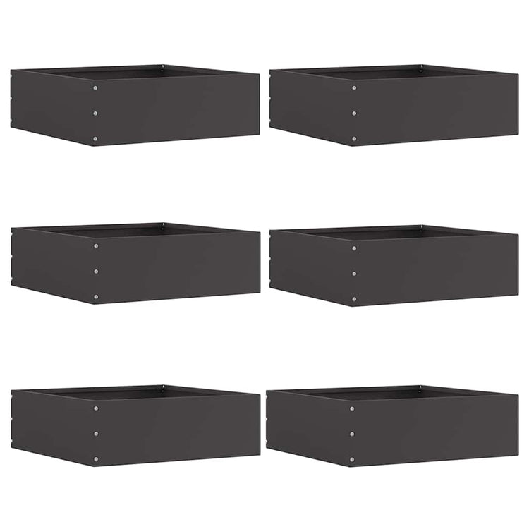 Vidaxl Gartenkante 6 Stück schwarz 40 x 40 x 13 cm Stahl