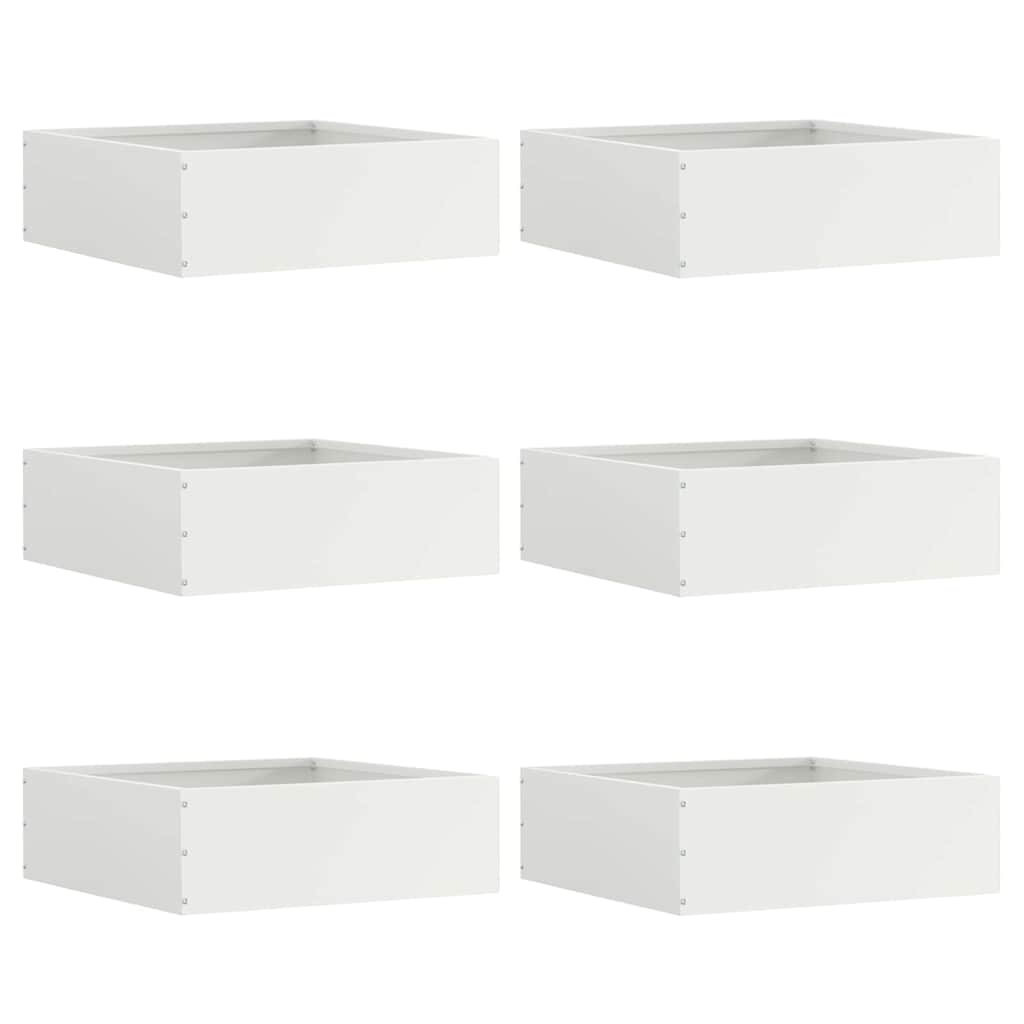 Vidaxxl Gartenkante 6 Stück weiß 40 x 40 x 13 cm Stahl
