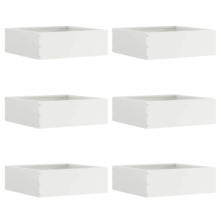 Vidaxxl Gartenkante 6 Stück weiß 40 x 40 x 13 cm Stahl