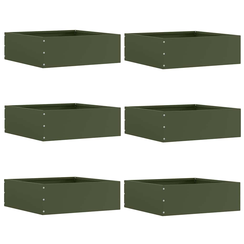 Vidaxl Gartenkante 6 Stück olivgrün 40 x 40 x 13 cm Stahl