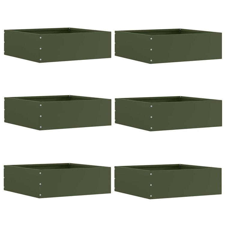 Vidaxl Gartenkante 6 Stück olivgrün 40 x 40 x 13 cm Stahl