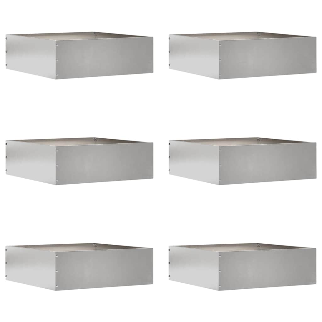 VidaXL Gartenkante 6 Stk. Silber 40 x 40 x 13 cm Edelstahl