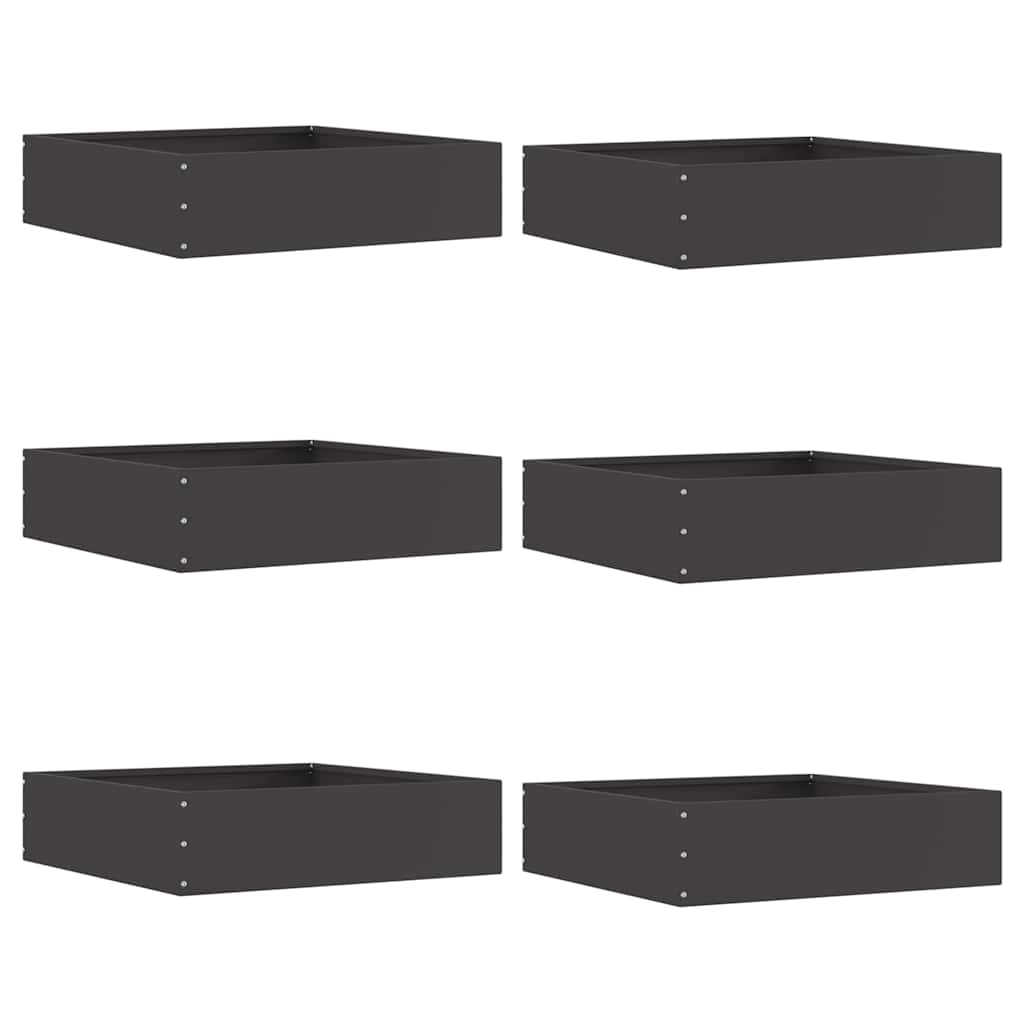 Vidaxl Gartenkante 6 Stück schwarz 50 x 50 x 13 cm Stahl