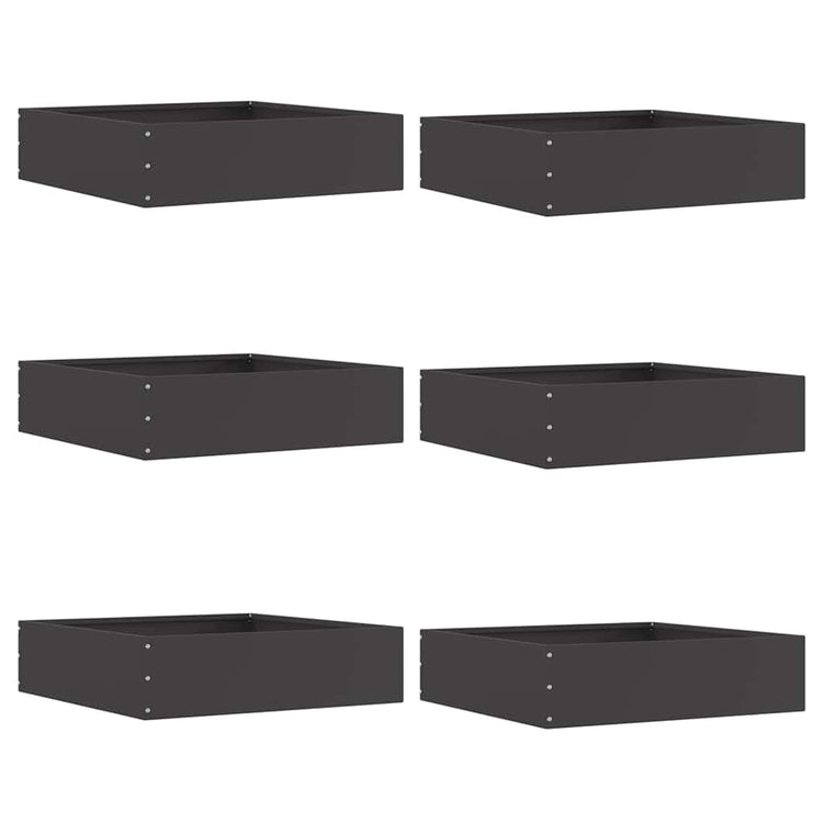 Vidaxl Gartenkante 6 Stück schwarz 50 x 50 x 13 cm Stahl