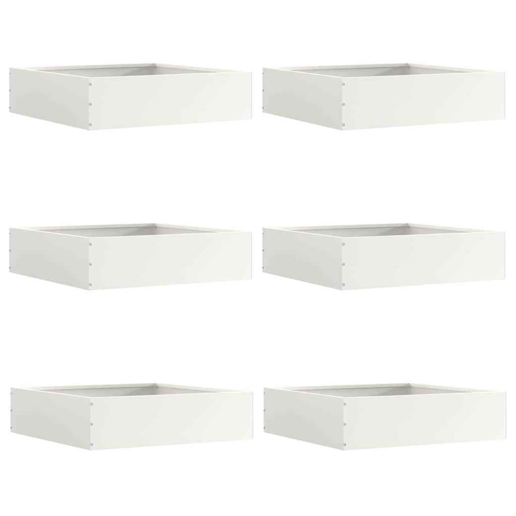 Vidaxxl Gartenkante 6 Stück weiß 50 x 50 x 13 cm Stahl