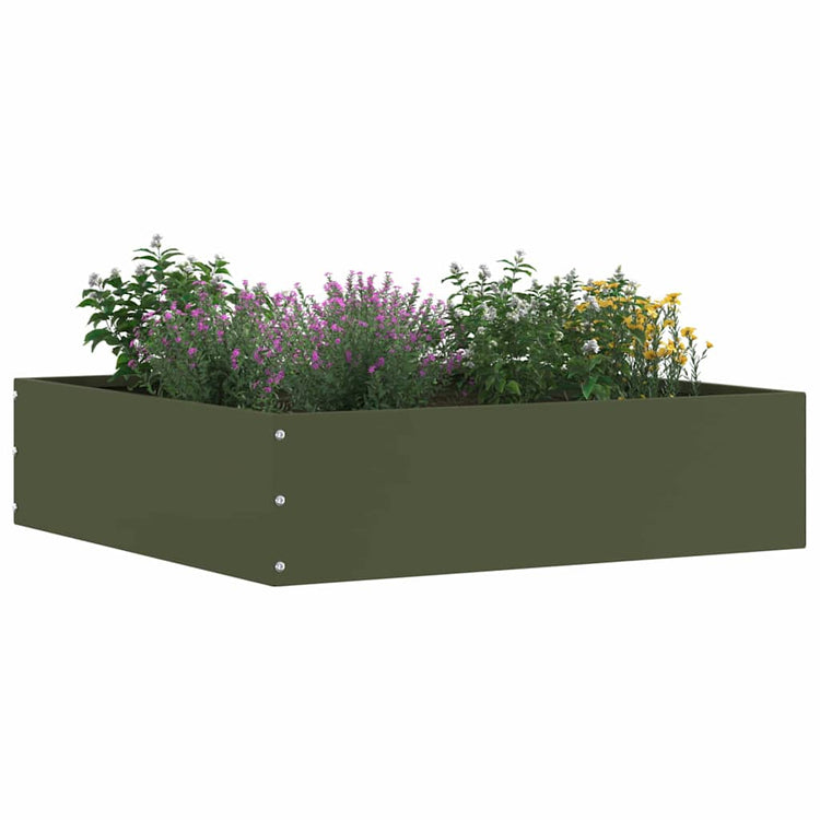 Vidaxl Gartenkante 6 Stück olivgrün 50 x 50 x 13 cm Stahl