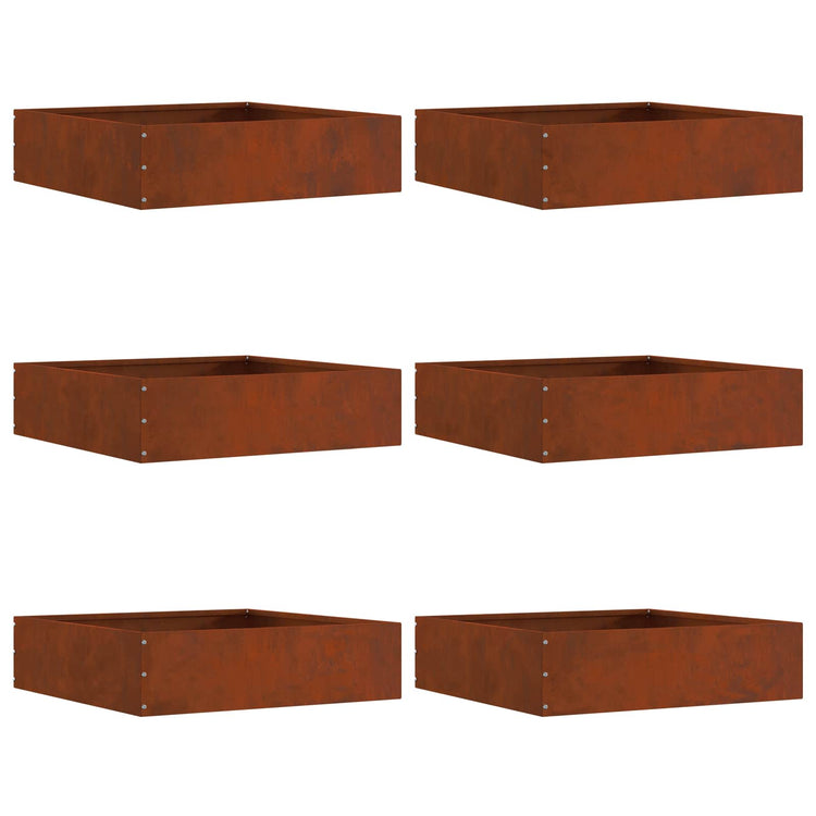 Vidaxl garden edge 6 pcs rusty 50 x 50 x 13 cm corten steel