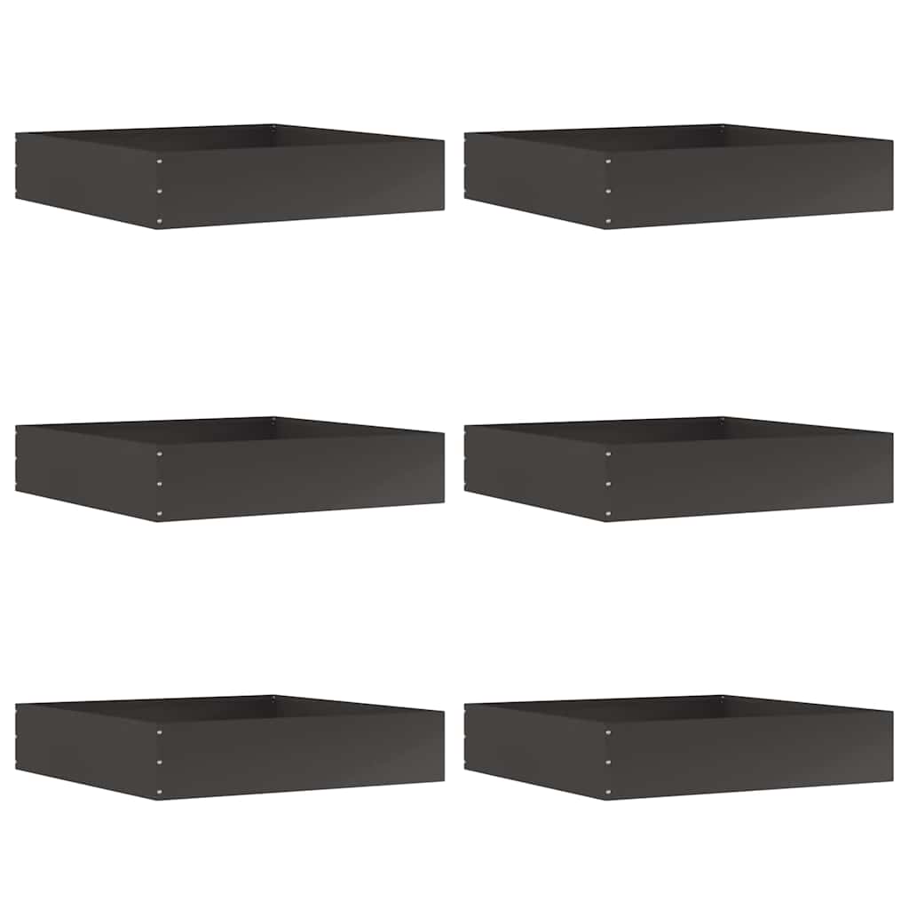 Vidaxl Gartenkante 6 Stück schwarz 60 x 60 x 13 cm Stahl