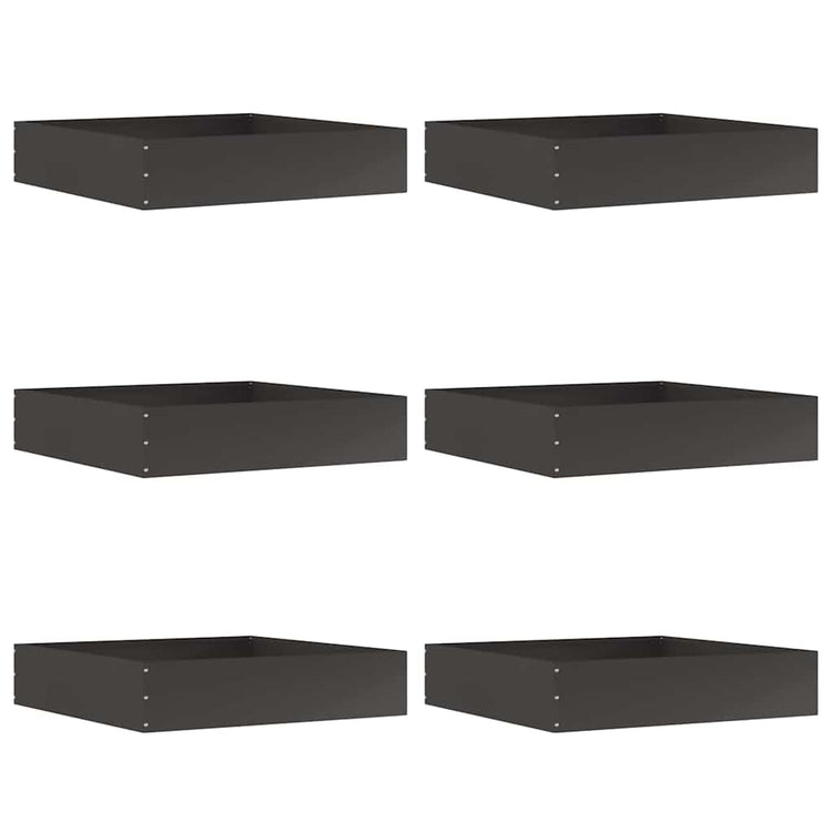 Vidaxl Gartenkante 6 Stück schwarz 60 x 60 x 13 cm Stahl