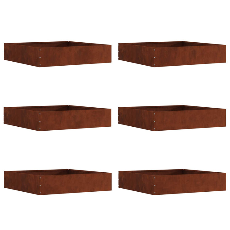 Vidaxl Gartenkante 6 Stück rostig 60 x 60 x 13 cm Cortenstahl