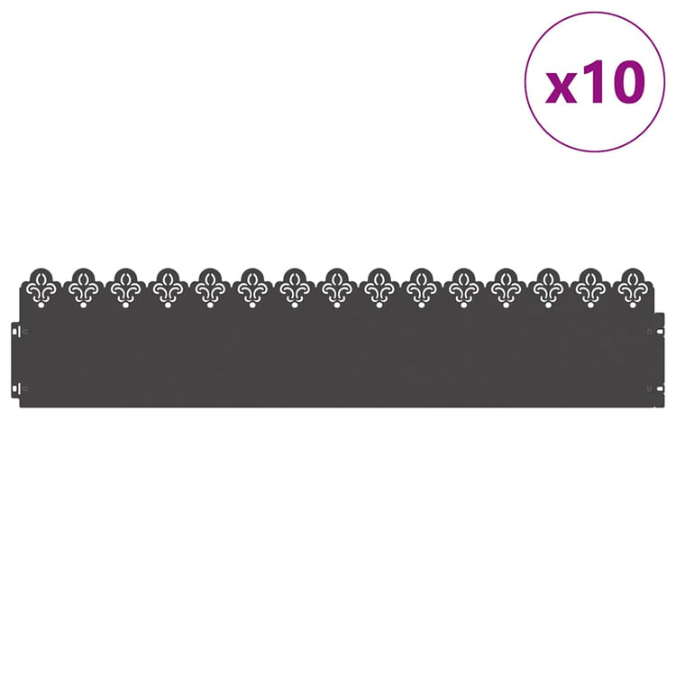 Vidaxl Rasenkanten 10 Stück schwarz 103 x 0,05 x 22 cm Stahl