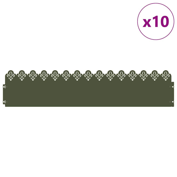 Vidaxl Rasenkanten 10 Stück olivgrün 103 x 0,05 x 22 cm Stahl