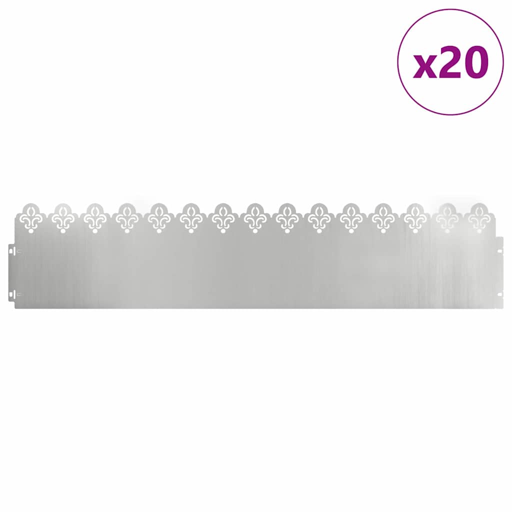 Vidaxl Rasenkanten 20 Stück Silber 103 x 0,05 x 22 cm